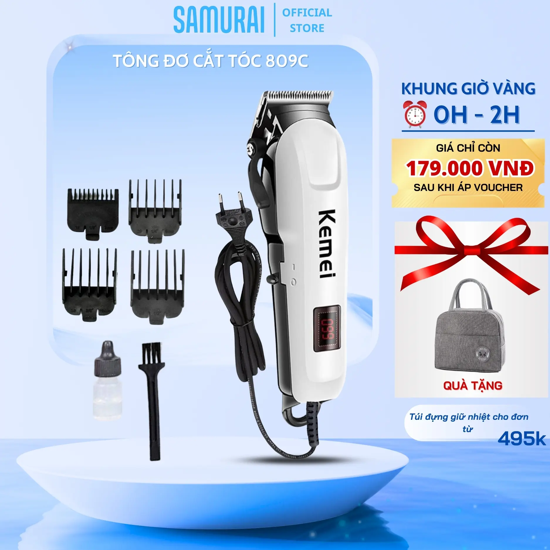 Tông Đơ, Tăng Đơ Cắt Tóc Có Dây Kemei Km 809C, Máy Hớt Tóc Gia Đình, Trẻ Em, Chuyên Nghiệp Bảo Hành 12 Tháng