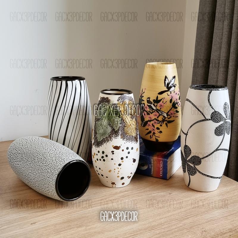Lọ hoa gốm sứ để bàn nhiều hoạ tiết cao 20-22cm Bát Tràng Decor Phòng Trang Trí Nhà