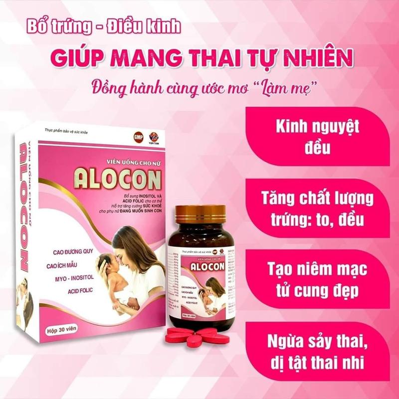 Viên uống tăng khả năng thụ thai Alocon Nữ Vạn Tam giúp điều hòa kinh nguyệt, hỗ trợ đậu thai, tránh vô sinh hiếm muộn