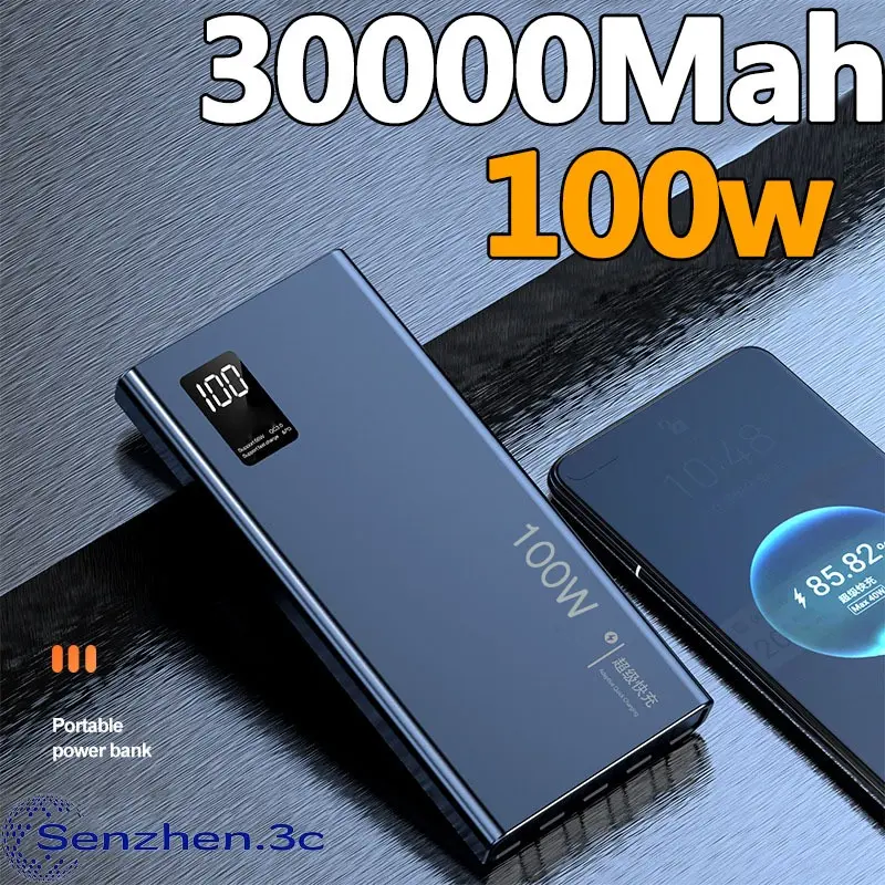 100% Quality  PD 100W Super Fast Charge Powerbank 30000mAh Powerbank Flash Charge Power Bank Qc3.0 Power Bank Charger Support