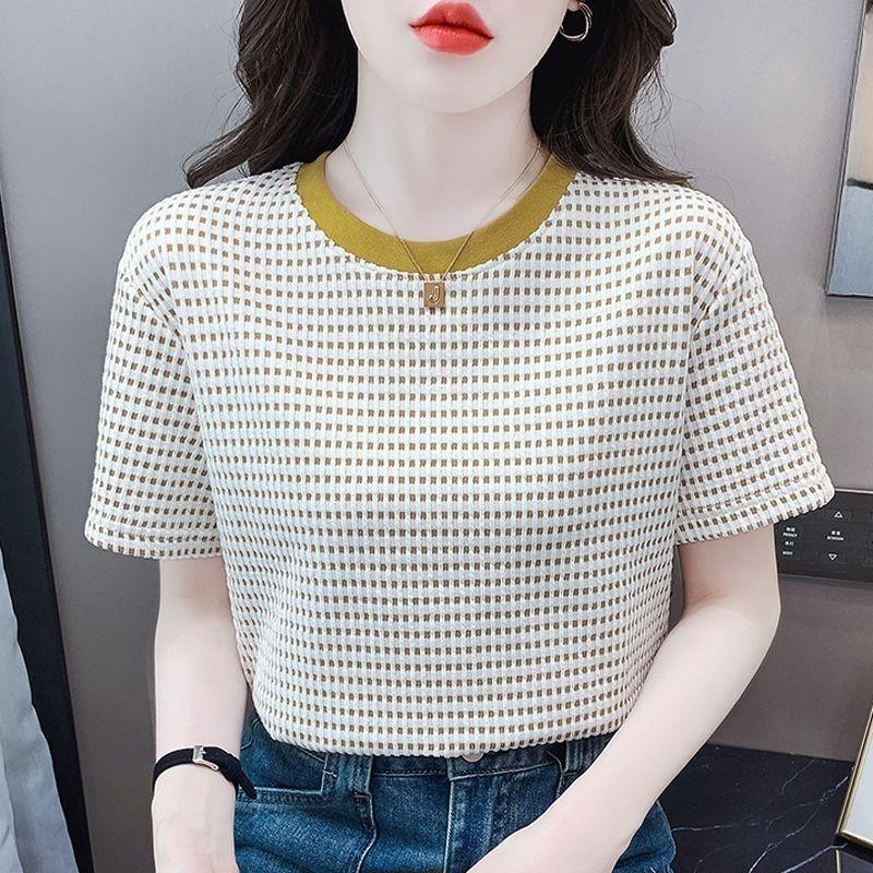 Product Introduction of Áo Phông Ngắn Tay Vai Nhỏ Chất Lượng Cao, Thiết Kế Đẹp, Dành Cho Nữ, Bộ Sưu Tập Mùa Hè Năm 2025 Mới, Dễ Phối Đồ, Trông Trẻ Trung, Phong Cách Phương Tây, Áo Màu Tương Phản, Áo Phông Instop Áo Phông Nữ Thời Trang Đường Phố  Ss22, Dành Cho Nữ Women Cổ Tròn 1
