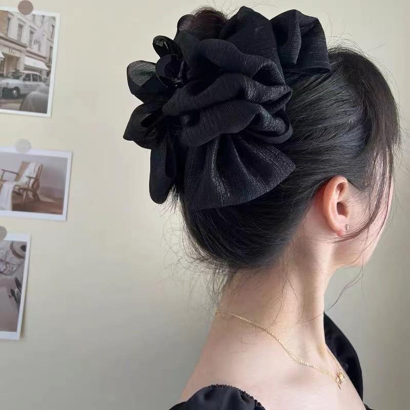 Kẹp Tóc, Cỡ Lớn, Màu Đen, Phong Cách Hàn Quốc, Thiết Kế Đơn Giản, Thời Trang Mùa Hè, Dành Cho Nữ 4
