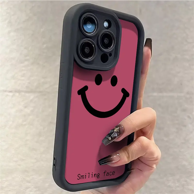 Vỏ tương thích cho iPhone 15, 14, 13, 12, 11 Pro Max, X, Xr, Xs Max, SE, 8, 7 Plus, biểu cảm mặt cười tối giản, Cặp đôi dễ thương, ống kính Ốp Điện Thoại , bao gồm tất cả, vỏ silicon mềm chống sốc cho điện thoại, nắp lưng TPU 4