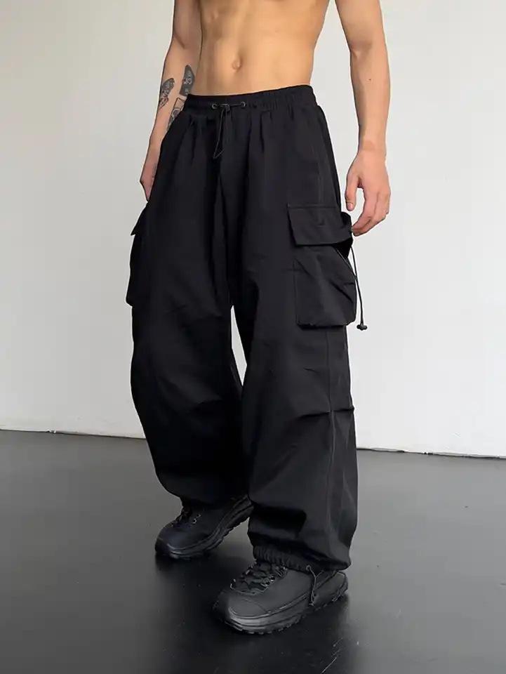Product Introduction of 2024 Summer New Quick-Drying Overalls Men's American Parachute Pants High Waist Wide Leg Leisure Track Pants 2