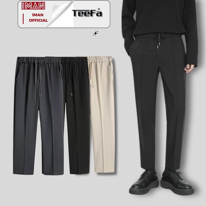 Quần vải nam cạp chun ống suông kiểu dáng baggy nam ống rộng phong cách ulzzang Menswear Pants Màu Đen Quần Âu