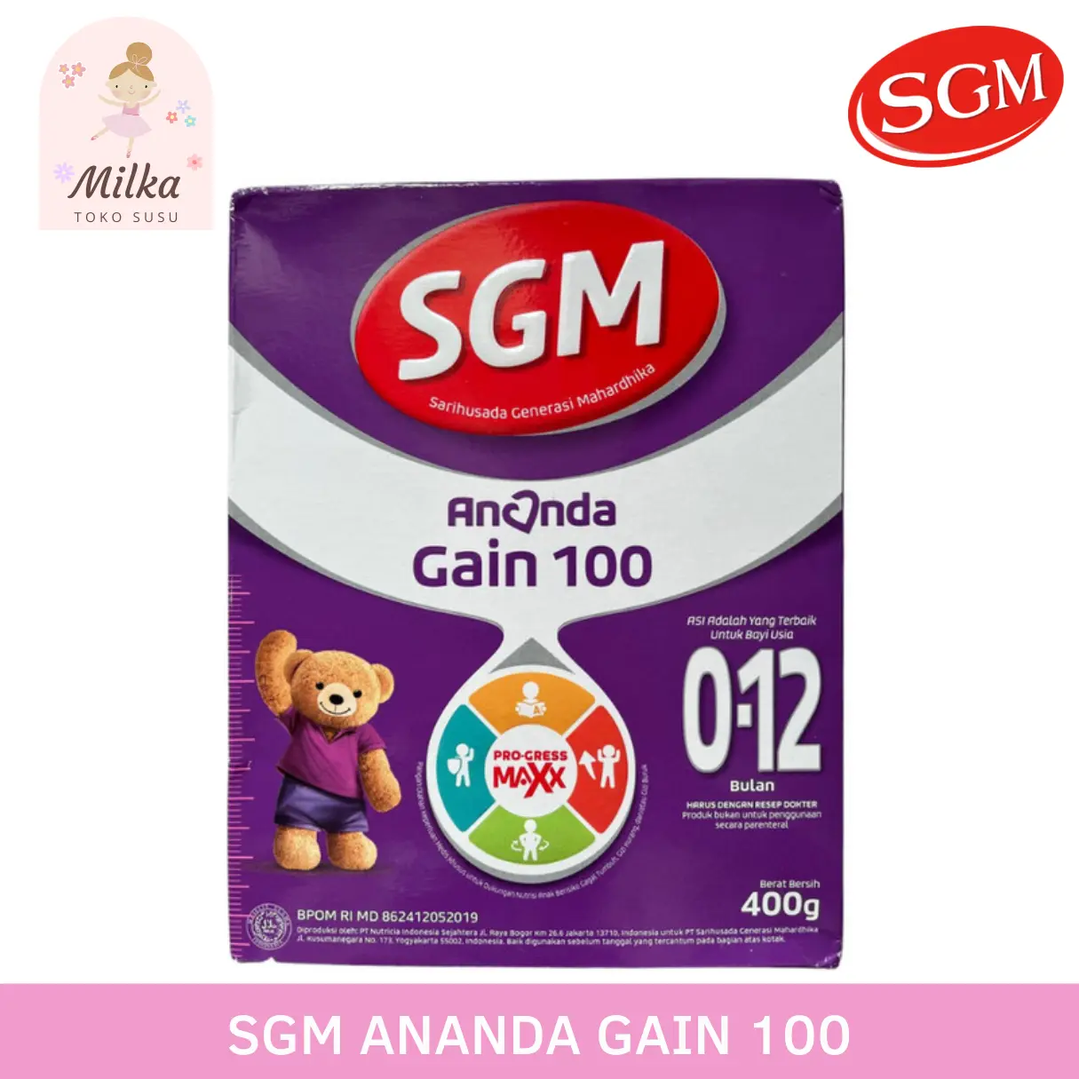 SGM Ananda Gain 100 400 Gram Susu Formula Bayi Anak Pertumbuhan 0-12 Bulan gain 100 susu  formulababy