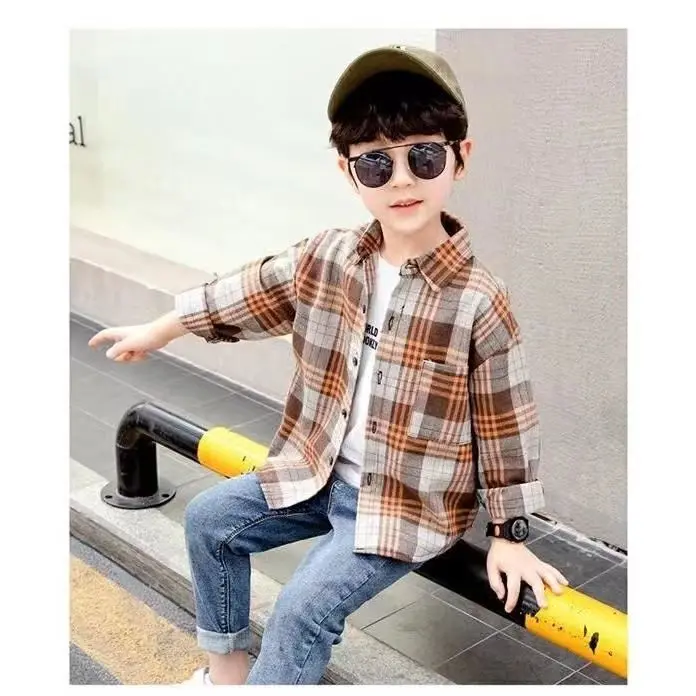 Áo Sơ Mi Kẻ Sọc Cho Bé Trai, Quần Áo Trẻ Em, Dài Tay, Thích Hợp Cho Mùa Xuân Và Mùa Thu, Trung Và Lớn, Áo Sơ Mi Mùa Thu, Thời Trang, Phong Cách Hàn Quốc, Hàng Mới Về 2024 7
