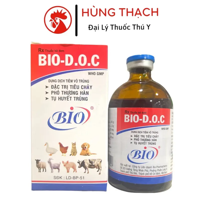 Bio D.O.C (Bio doc 100ml) dung dịch tiêm đặc trị tiêu chảy, phó thương hàn, tụ huyết trùng chó, mèo, gà chọi, gà tre, gà nòi, gia súc, gia cầm (dạng lỏng) 1