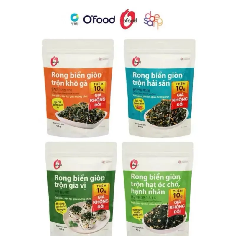 [Combo Mua 3 Tặng 1] Rong Biển Trộn Cơm 4Vị, Hải Sản/Khô gà/Trộn Gia Vị Rong Biển OFood 30g 0