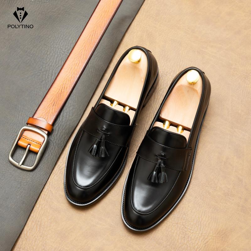 Giày Lười Nam Da Bò Loafer 0166 Đế PHIP Gỗ Tăng Chiều Cao POLYTINO Bảo Hành 12 Tháng