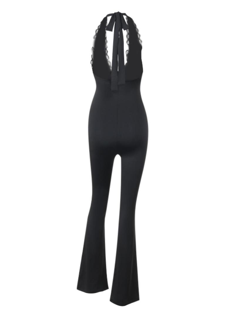 Product Introduction of Women's Contrast Lace Halter Jumpsuit, Summer Clothes Women, Elegant Fashion Casual Sleeveless Jumpsuit for Daily Outdoor Wear, Women Jumpsuits for Summer 2