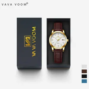 Jam Tangan Wanita VAVAVOOM Original Kecil Anti Tahan Air Kulit Branded Analog Women Watch Waterproof Luxury Analog 2502 Hitam Kaca Hadiah  Watches
