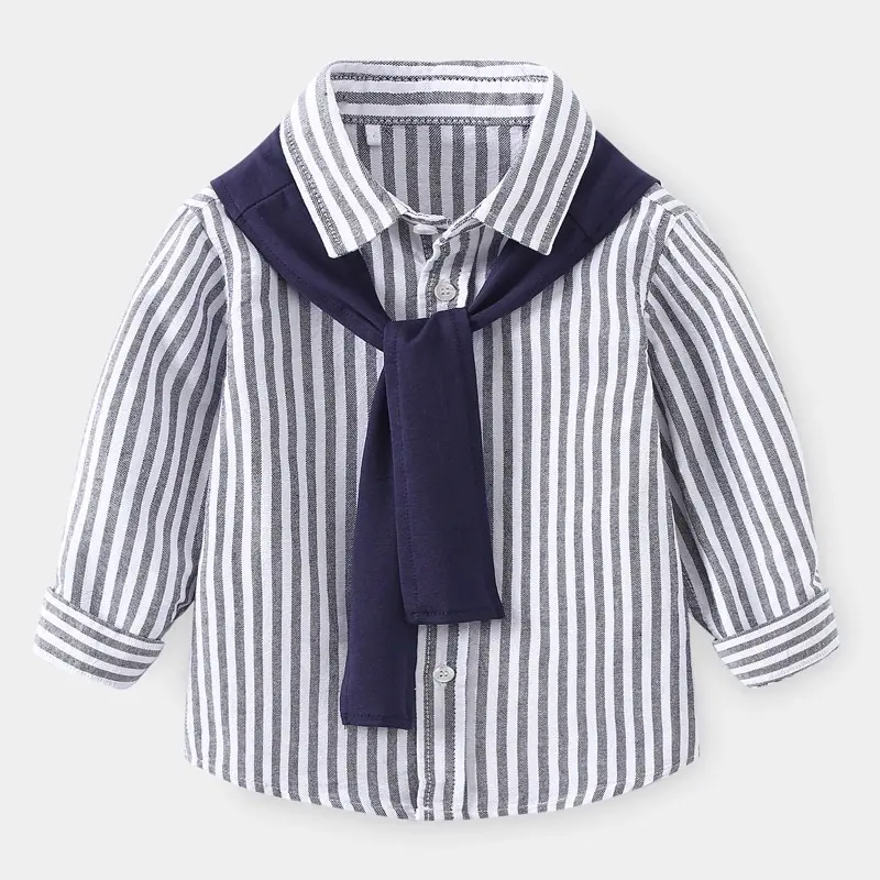 Áo sơmi bé trai Wellkids, áo sơmi kèm khăn choàng vải cotton cho bé từ 10-26kg 1