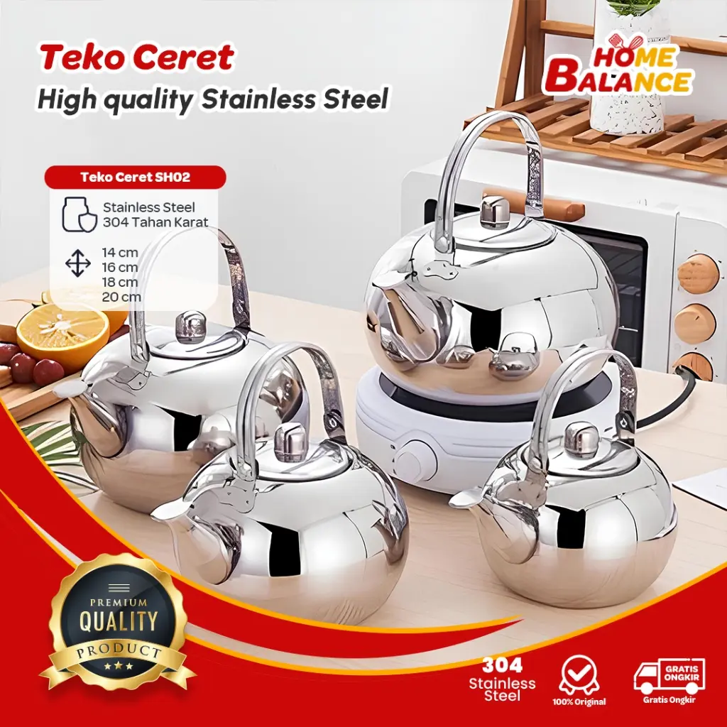 Home Balance Teko Teh Stainless Steel Mini Dengan Saringan Untuk menyeduh Teh SH02