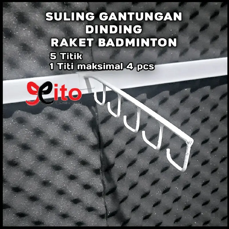 GANTUNGAN RAKET SATU SET (1+4)GANTUNGAN DINDING RAKET || SULING GANTUNGAN DINDING RAKET (BAHAN BESI) Badminton 3