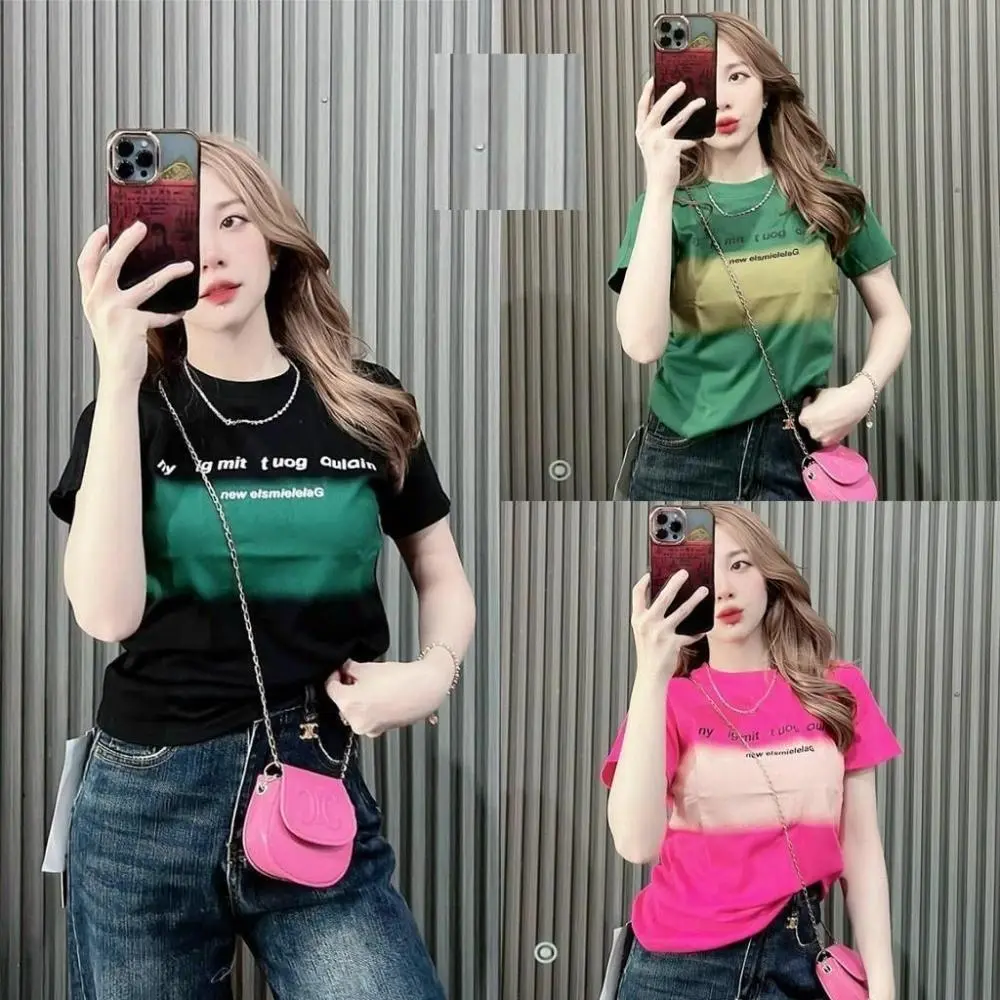 Women's Beautiful T-shirt Fashion Versatile Short SleeveMen's streetwear top; women's summer fashion couple outfit.