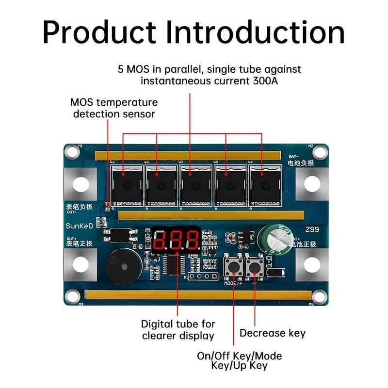 Future-Better Di động 12V Máy hàn điểm 10AWG Màn hình kỹ thuật số Máy hàn pin…