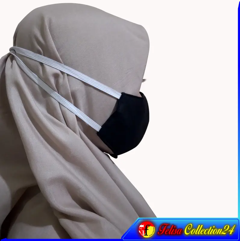 Masker kain pengguna hijab tali panjang 3py Kain Aksesoris Kain Wanita party  mask 2