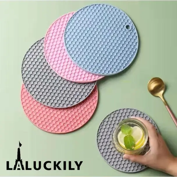 4colors Silicone Pot Pad Holder Heat Resistant Non-Slip Circle Mat Kitchen Insulation Placemats Coasters Bilog