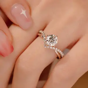 【Yy Potongan Harga Sangat Tinggi】Cincin Berlian Mewah Ringan, Cincin Berlian Imitasi Terbuka, Cincin Pasangan Kelas Atas