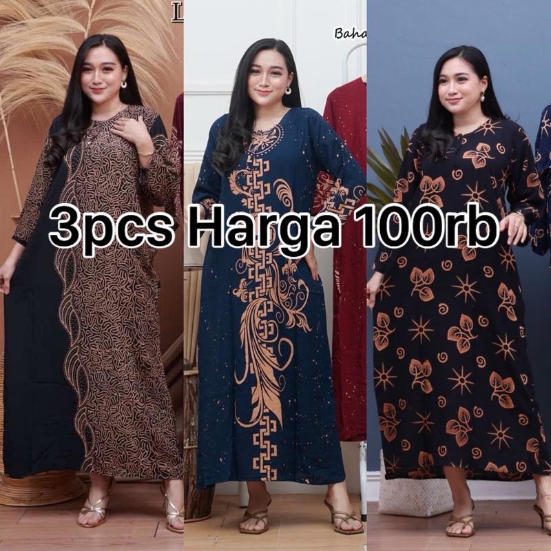 [TERMURAH]100rb dapat 3pcs LONGDRESS BUSUI JUMBO /Daster Lengan Panjang Rayon Wanita Pendek Kancing 0