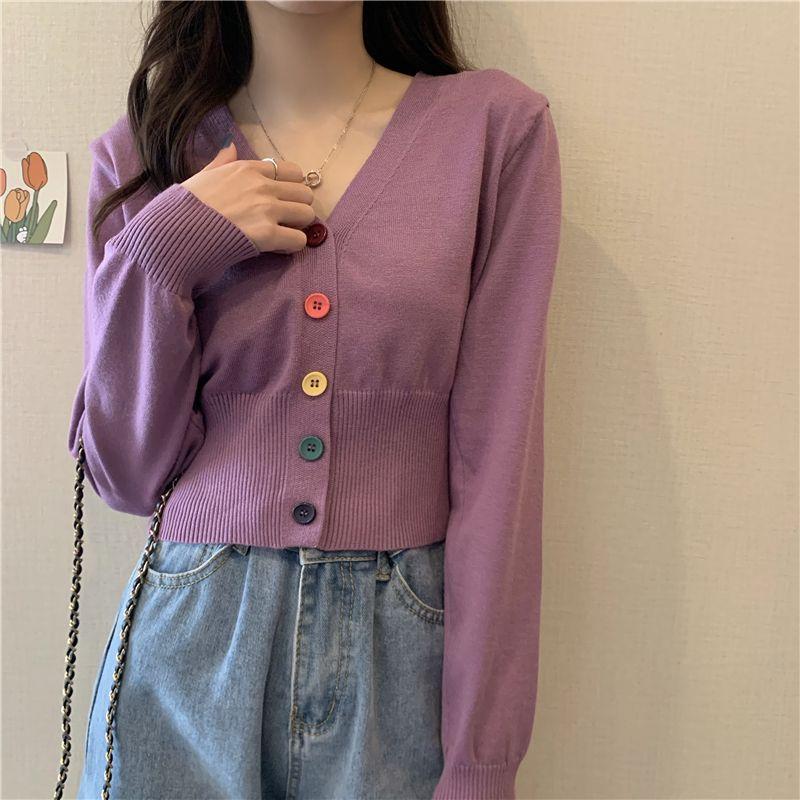 Product Introduction of Áo Thun Dài Tay Cho Nữ, Áo Ngắn Cạp Cao, Cổ Chữ V, Sang Trọng, Hàng Dệt Kim, Mùa Xuân Và Mùa Thu Top 3