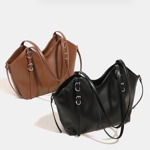 Women's Large Capacity Tote Bag, Black and Brown, Underarm Bag Shoulder Bag, Fashionable and Simple Bag, Suitable for Daily Use or Office Use