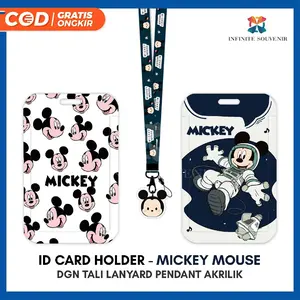 [N003] MM BIRU / Name Tag ID Card Holder Motif Karakter MICKEY MOUSE dengan Tali Lanyard Pendant Akrilik / Acrylic