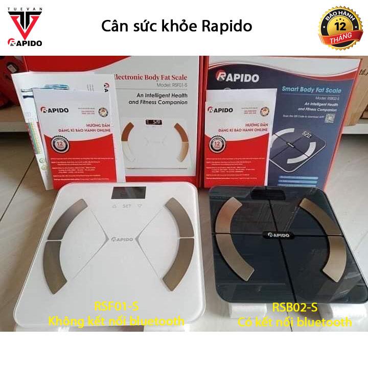Cân sức khỏe thông minh Rapido RSB02-S Có kết nối bluetooth, phân tích 11 chỉ số cơ thể