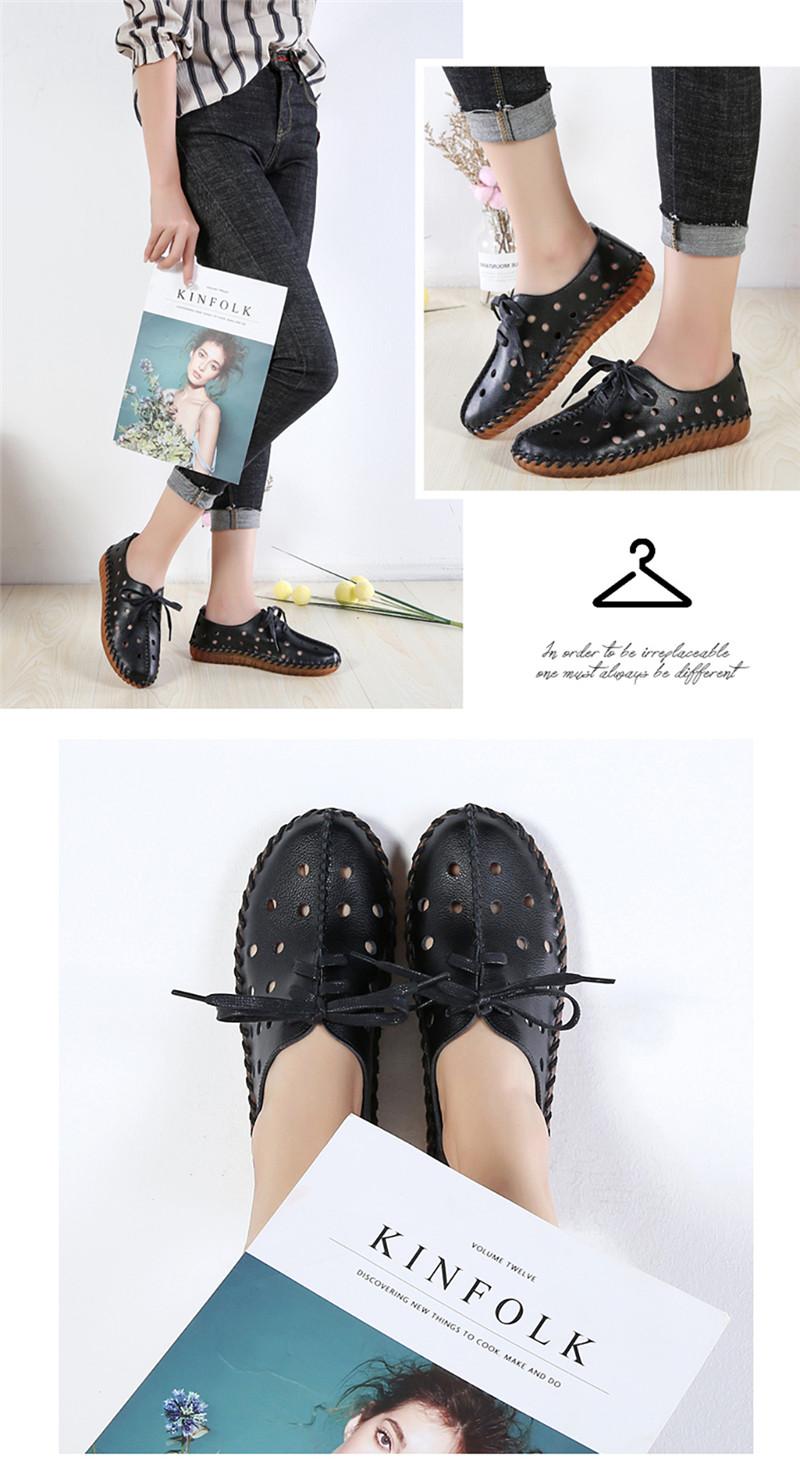 Product Introduction of Leather hand stitched single shoes Soft soled mother shoes lace-up retro fashion casual shoes flat women's shoes 16