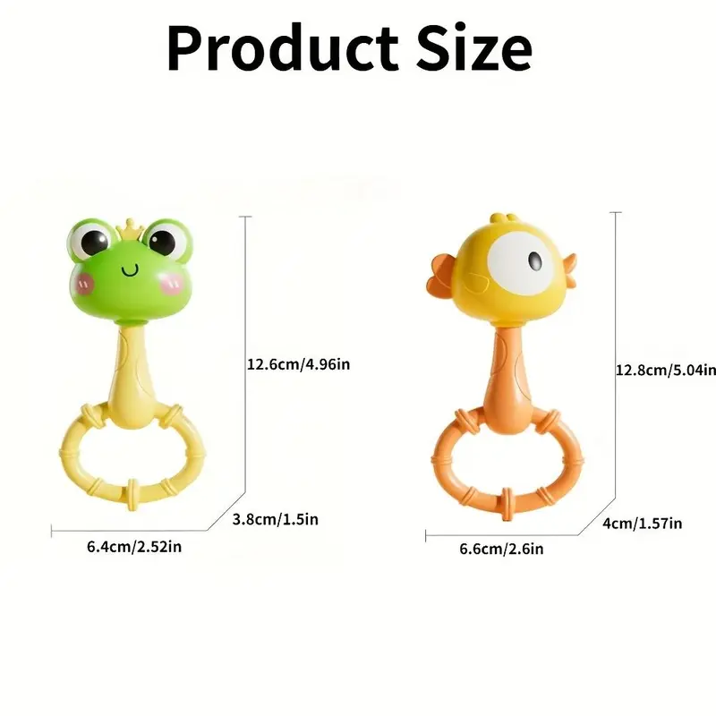 Cute Frog Design Hand Rattle Sensory Toy, Baby Teething Toy, Baby Sound Toy, Educational Toy for Newborn Baby, Hand Eye Coordination Toy 1
