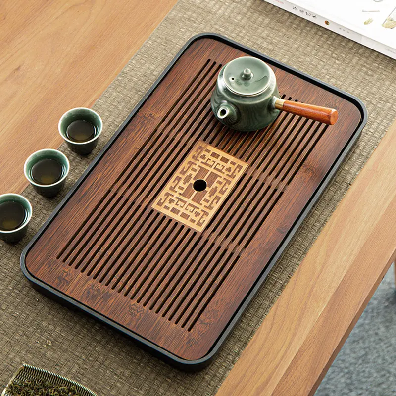 Khay Trà Tre Đựng Ấm Chén Cao Cấp Hàng Loại 1 Kích Thước Lớn 43,5cm x 26,5cm khay  trà bộ  ấm