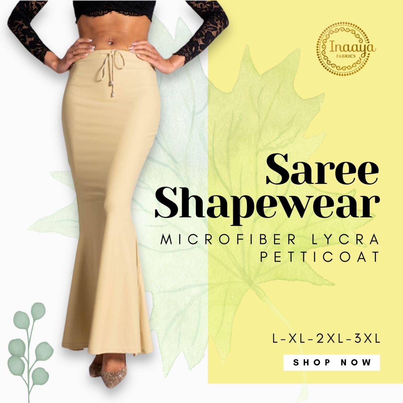 Saree Shapewear Microfiber Lycra Petticoat Black L
