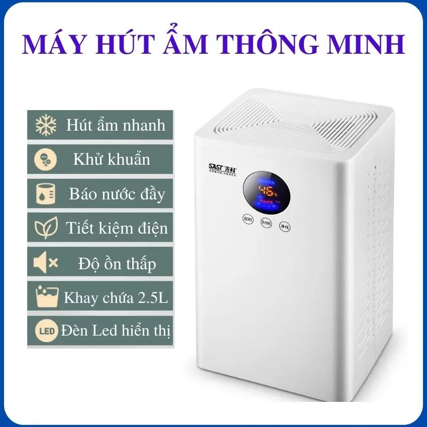 Máy hút ẩm gia đình, Máy hút ẩm mini, Máy hút ẩm  máy hút ẩm gia đình mini, máy hút ẩm chống nồm, ẩm mốc cho gia đình. Hiển thị độ ẩm mini, độ ồn thấp, tiết kiệm điện