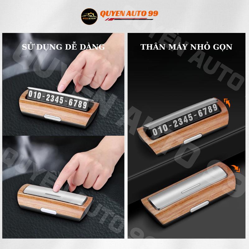 Bảng số điện thoại trên ô tô cao cấp YUMCHO gắn taplo để lại số điện thoại khi đỗ xe vân gỗ đá sang trọng 3