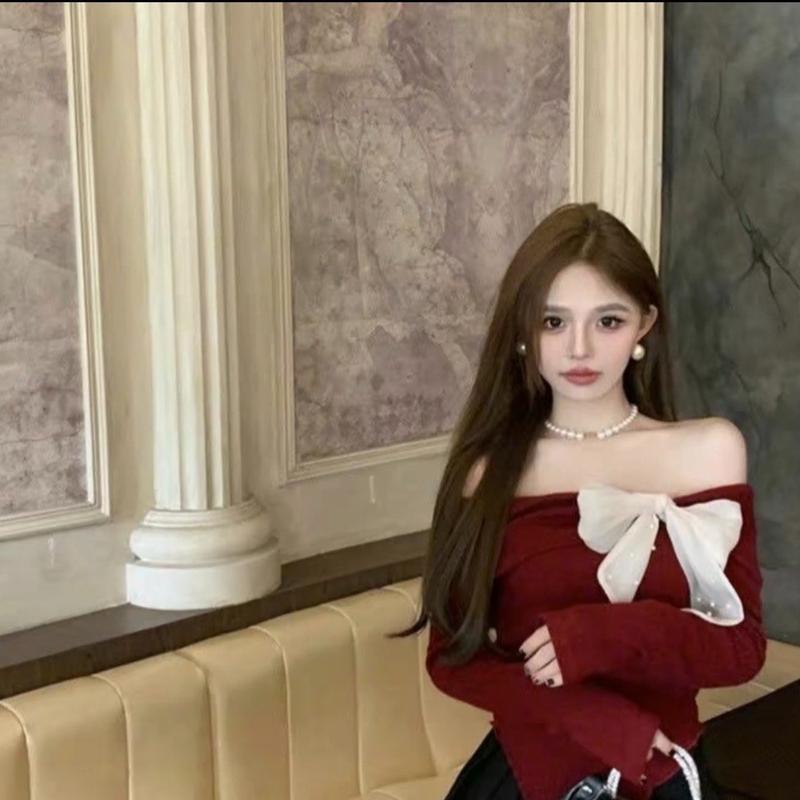 Ngọc Bích Bigsize Áo thun tăm trễ vai tay dài đính nơ ngọc ms 109 nữ women Voi Top 8