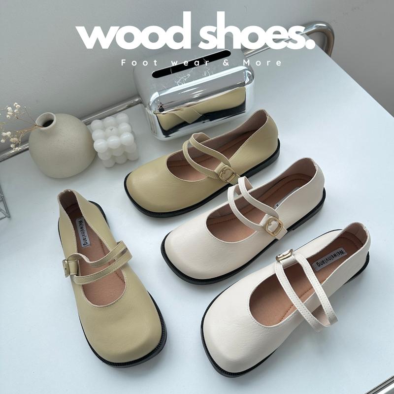  Giày búp bê quai đôi siêu mềm 9693-2  Wood shoes  