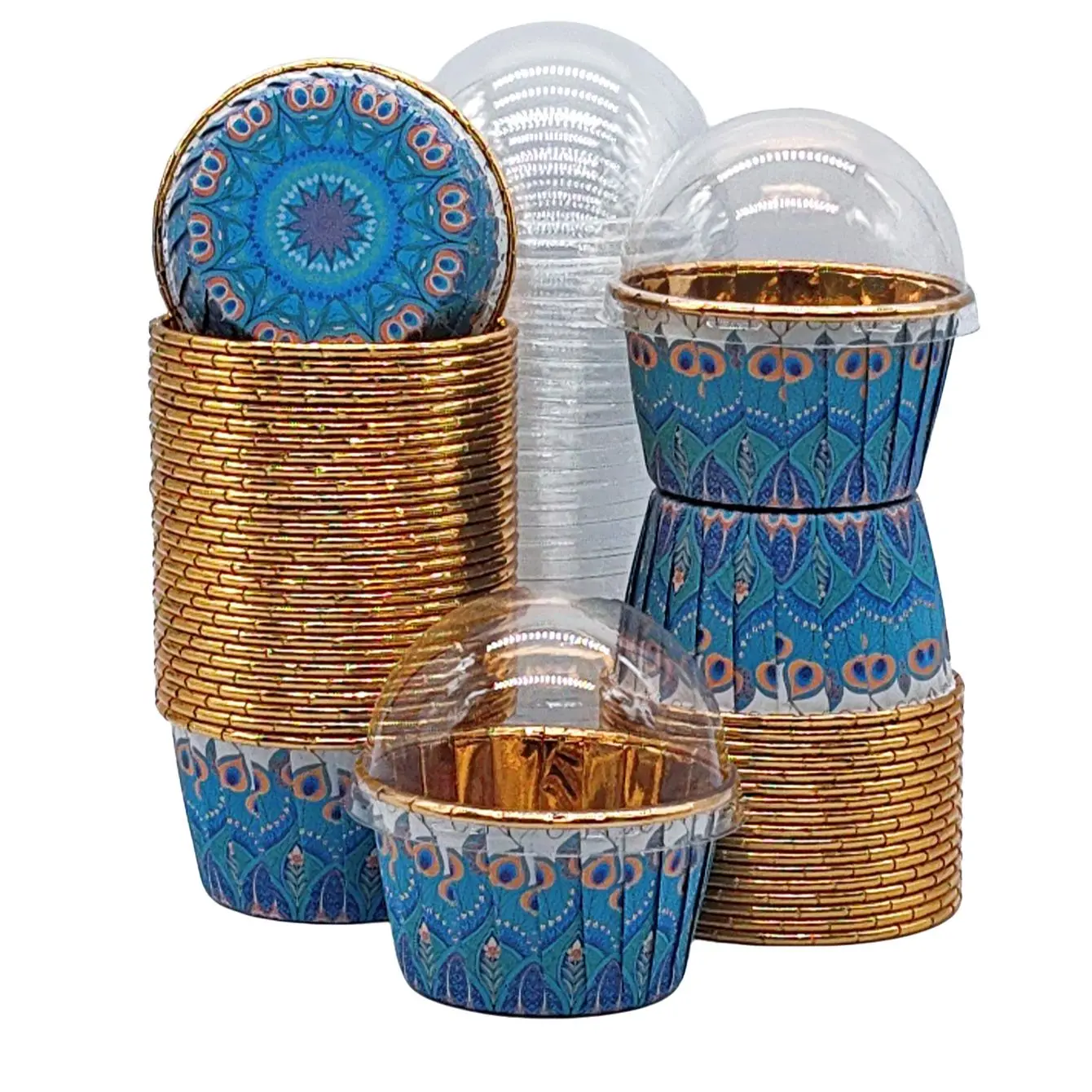 Disposable Baking Cups, 50pcs/set Heat Resistant Baking Cup With/without Lid, Muffin Cup, Baking Food Mold for Wedding & Birthday Party, Party Cups, Bakeware