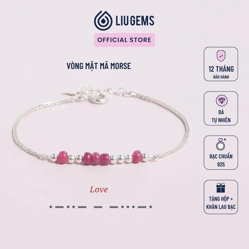 Vòng Tay Lắc Bạc Nữ Mã Morse Liugems Đá Phong Thuỷ Tự Nhiên Handmade Mix Charm Bi Mini Size Nhỏ Tinh Tế VB11 (Mua một, tặng một hộp đựng trang sức + một khăn lau bạc miễn phí)
