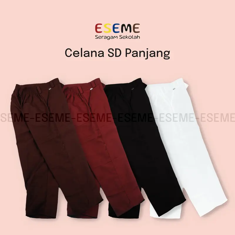 Celana SD Panjang Laki laki Seragam Sekolah SD Warna MERAH PUTIH HITAM COKLAT pinggang karet 0
