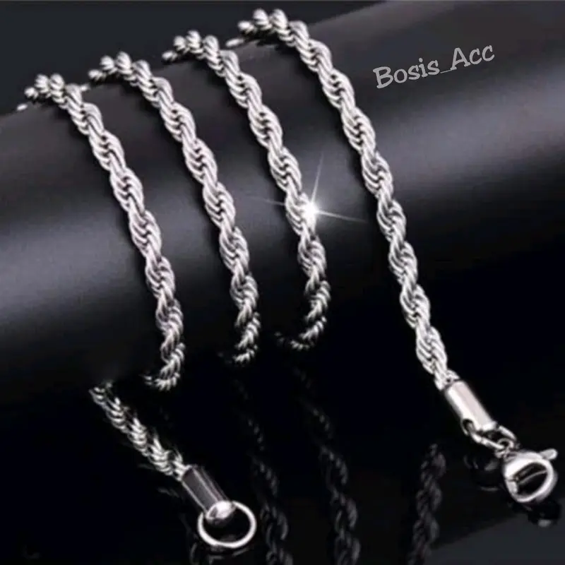Kalung Pria Motif Tambang Titanium silver Stainless Stell 0