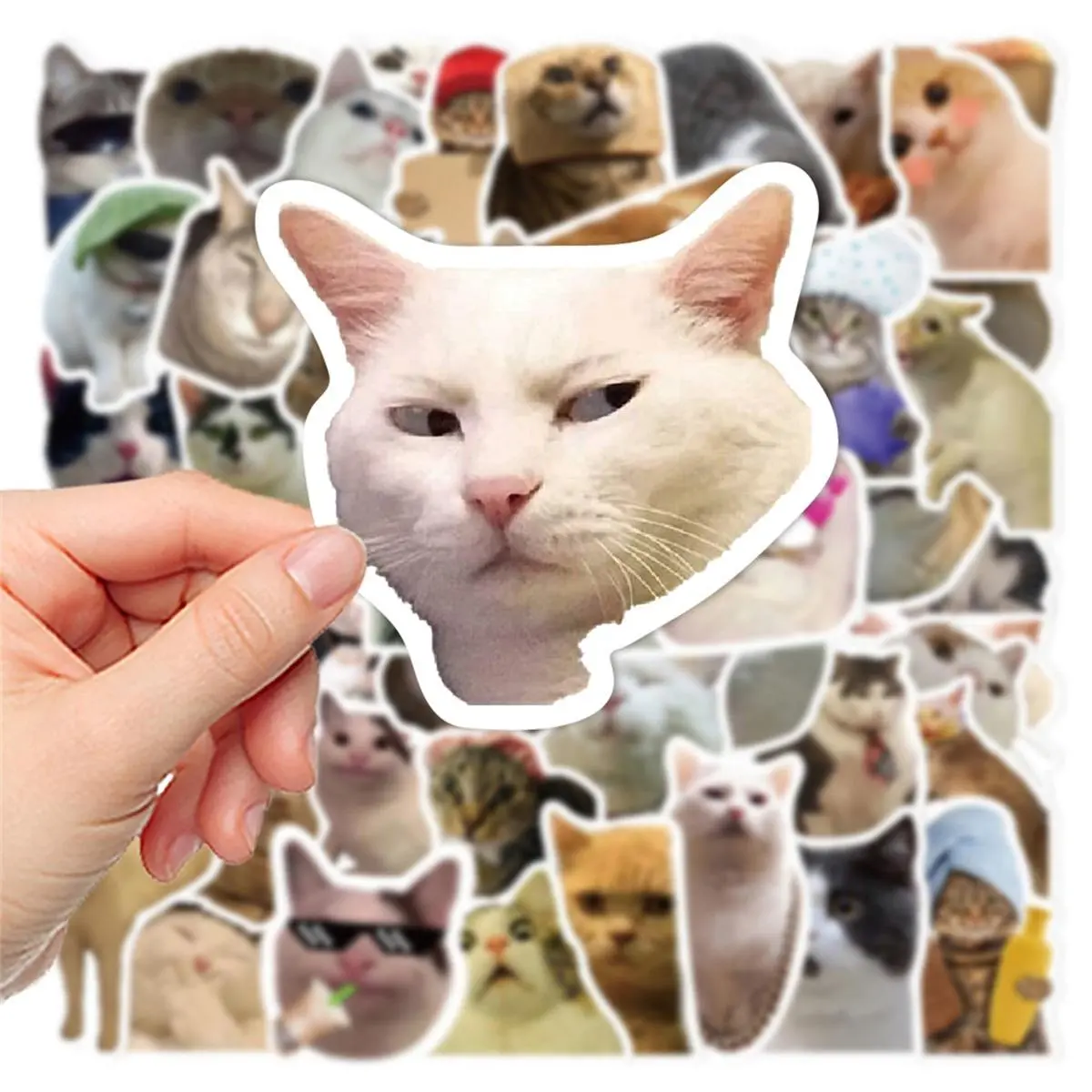 100pcs Funny Cat Stickers Waterproof Vinyl Aesthetic Stickers  Decorative Stickers for Water Bottles Laptop Suitcase Skateboard Mobile Phones Notebook Bicycle Helmet