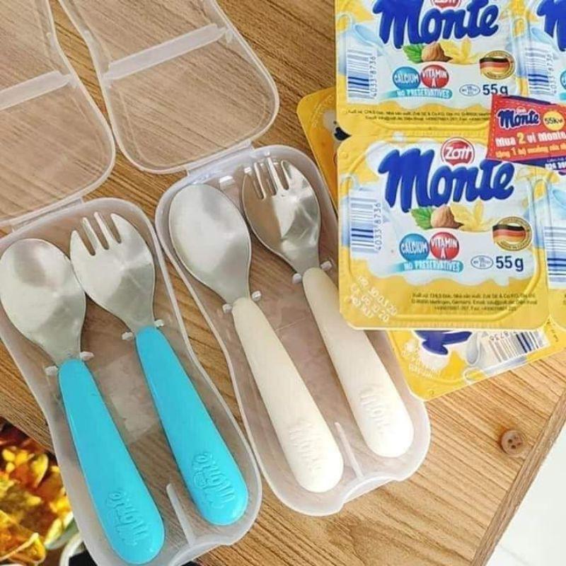 SET MUỖNG NĨA CHO BÉ ĂN DẶM VÀ TỰ TẬP ĂN CHO BÉ MONTE