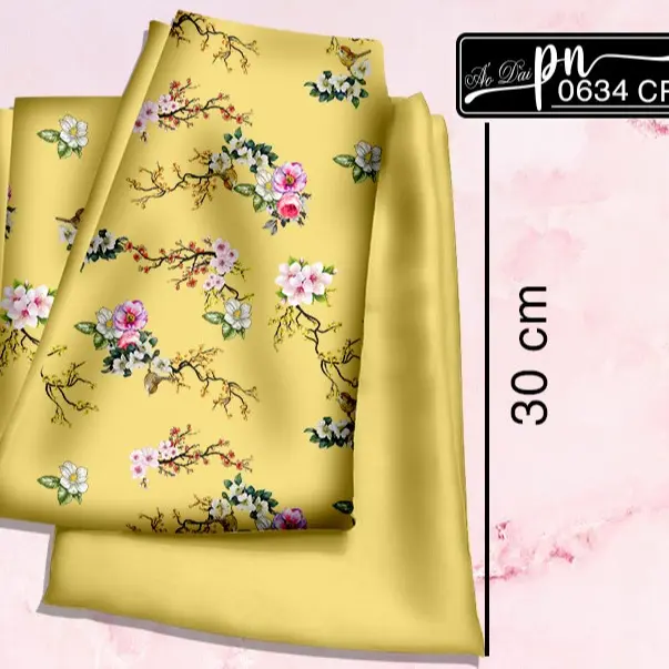 Vải áo dài IN 3d -HỌA TIẾT HOA NHÍ CHÙM - lụa BA -  mềm mịn mát - PN0634