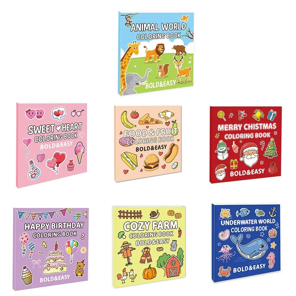 Cartoon Multi Theme Coloring Book Christmas Theme Educational Graffiti Painting Book Animal/Ocean/Fruit/Planet Montessori Drawing Toys Christmas
