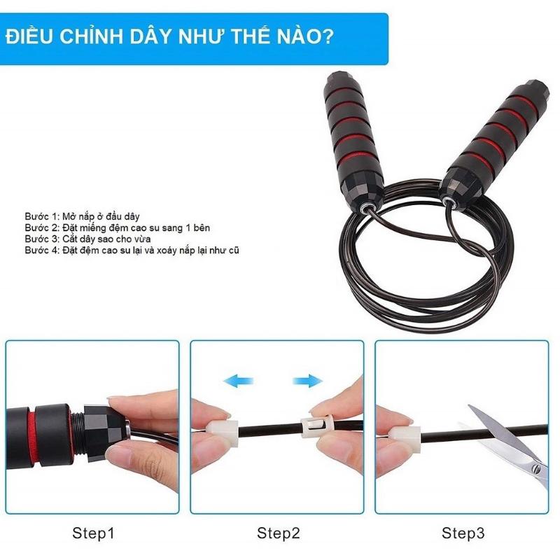 Dây Nhảy Tập Thể Dục Giảm Cân Lõi Thép Tay Cầm Bọc Xốp Êm Tay   Có Tạ Tăng Gấp Đôi Hiệu Quả Luyện Tập Giảm Cân Tại Nhà 4