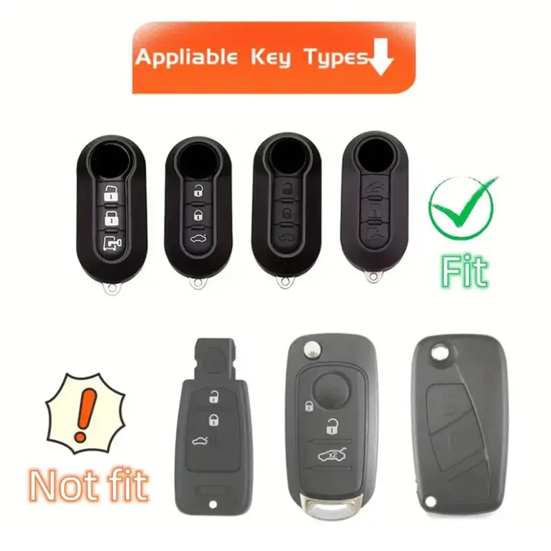 Car Key Case, 1pc Soft TPU Car Key Holder, Anti Fall & Dust-proof Key Cover for Fiat 500 for Boyue for Bravo for Iveco for Olsen, Car Key Remote Case, Automotive 6