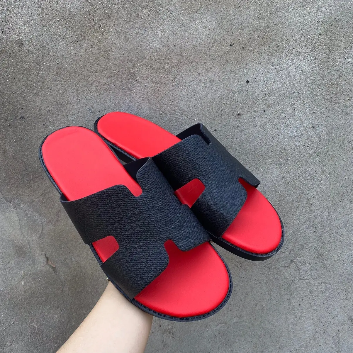 Dép da nam quai ngang chữ ạ sai từ 37-44 Đế Bằng Sandal