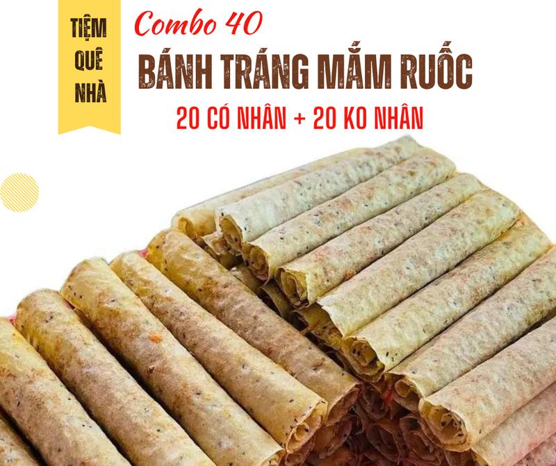 COMBO 40 -  2 LOẠI Bánh tráng nướng mắm ruốc (20 có nhân + 20 không nhân) _ Đặc sản Phan Rang Snack Ăn Vặt - Tiệm Quê Nhà