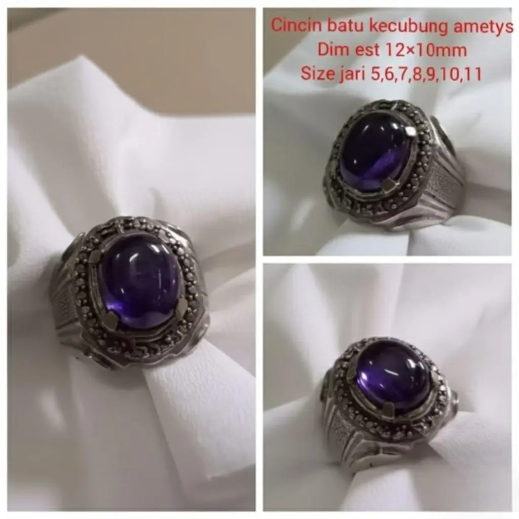 cincin batu kecubung ametis eksklusif